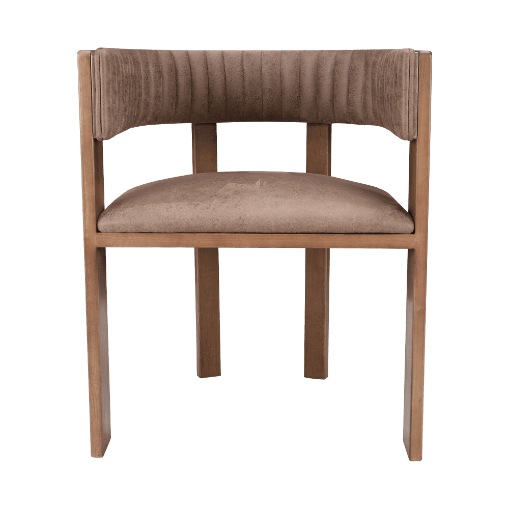 Upholstered vintage solidong kahoy na upuan sa kainan