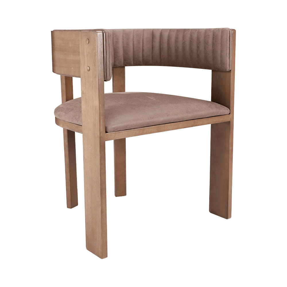 Upholstered vintage solidong kahoy na upuan sa kainan