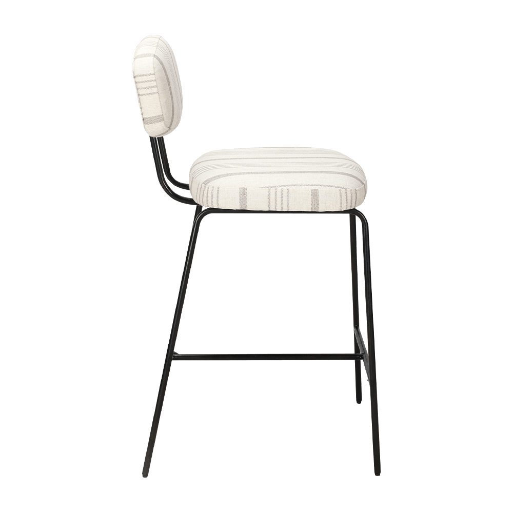Metal leg upholstered dining chair na may likuran